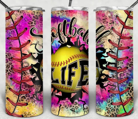 Pink Softball 20oz Tumbler